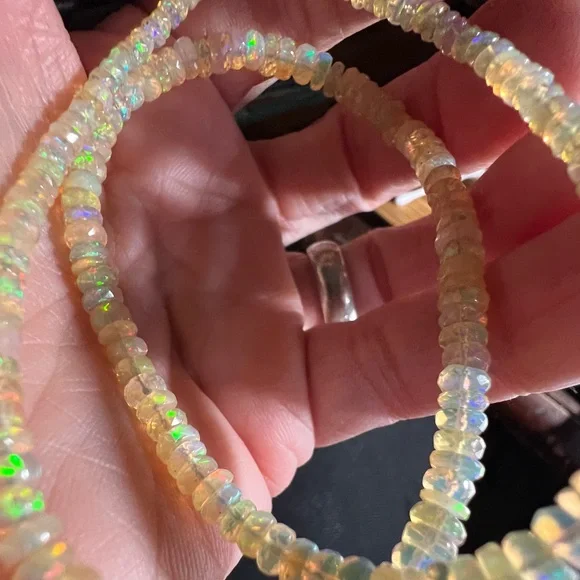 ETHIOPIAN WELO OPAL 16” NECKLACE WITH 14K SECURITY CLASP - Picture 2 of 12